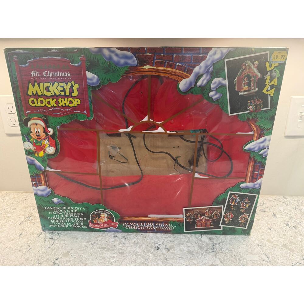 1993 Mr. Christmas Disney Mickey Mouse Clock Shop Animated Musical Display JL - Picture 2 of 7
